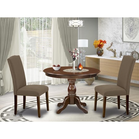 East West Furniture 3 Piece Hartland Dining Table Set - Mahogany HBEN3-MAH-18